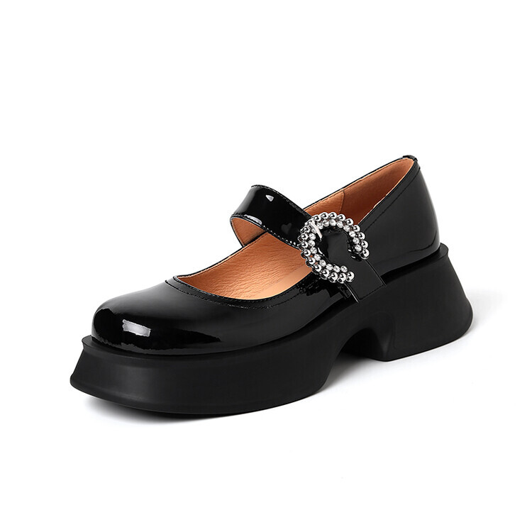 

Туфли Мэри Джейн женские Amazing Cure, цвет Black rhinestone patent leather