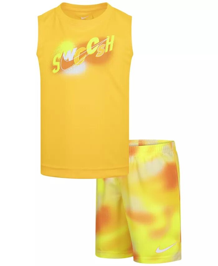 

Майка Little Boys Hazy Rays и шорты из сетки с принтом, комплект из 2 предметов Nike, белый