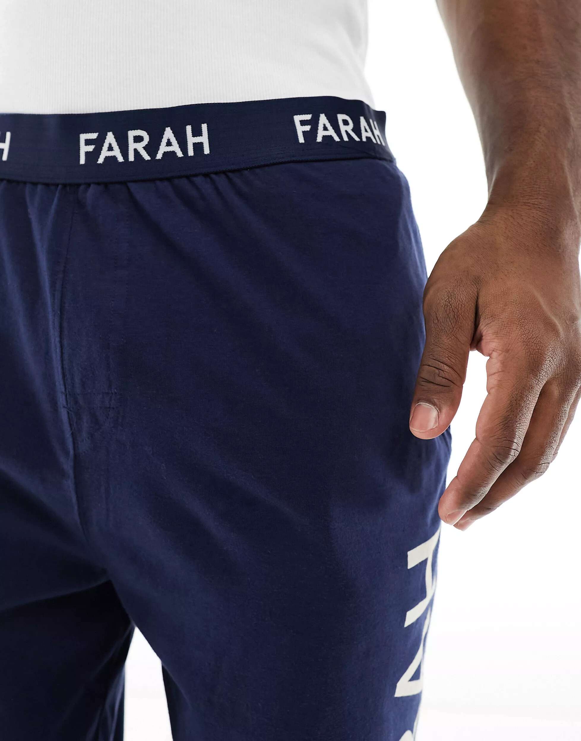 Темно-синие трикотажные брюки для отдыха Farah Fassom темно синие вафельные носки farah