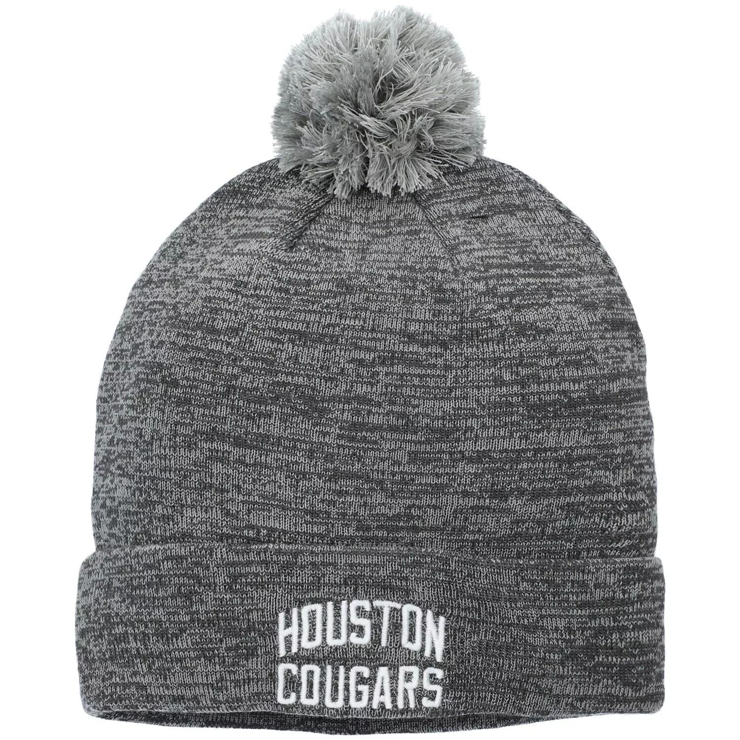 

Мужская вязаная шапка с манжетами и помпоном Nike Heathered Grey Houston Cougars Swoosh 201