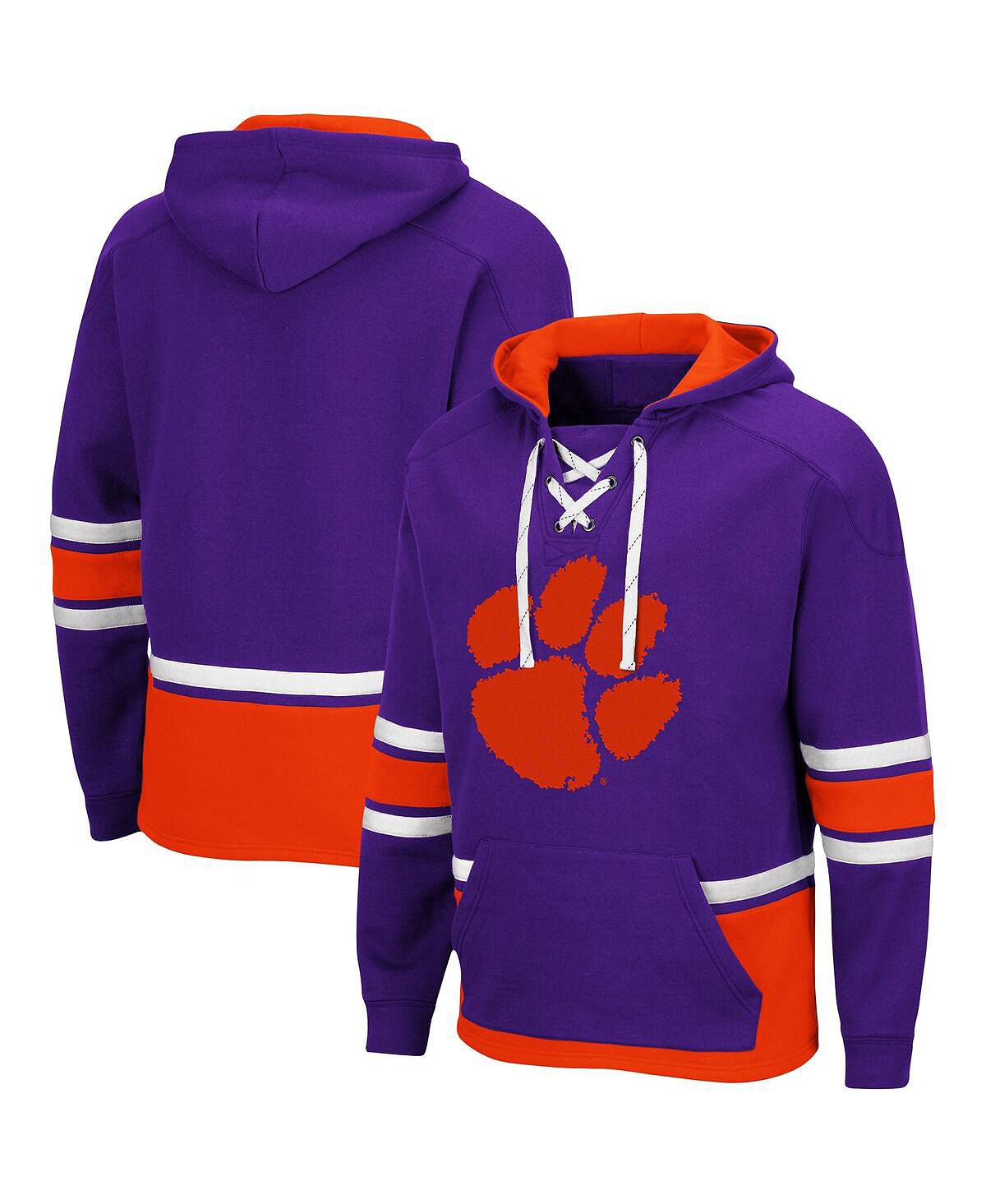 Мужской фиолетовый пуловер с капюшоном Clemson Tigers Lace Up 3.0 Colosseum мужская оранжевая футболка поло clemson tigers marshall colosseum