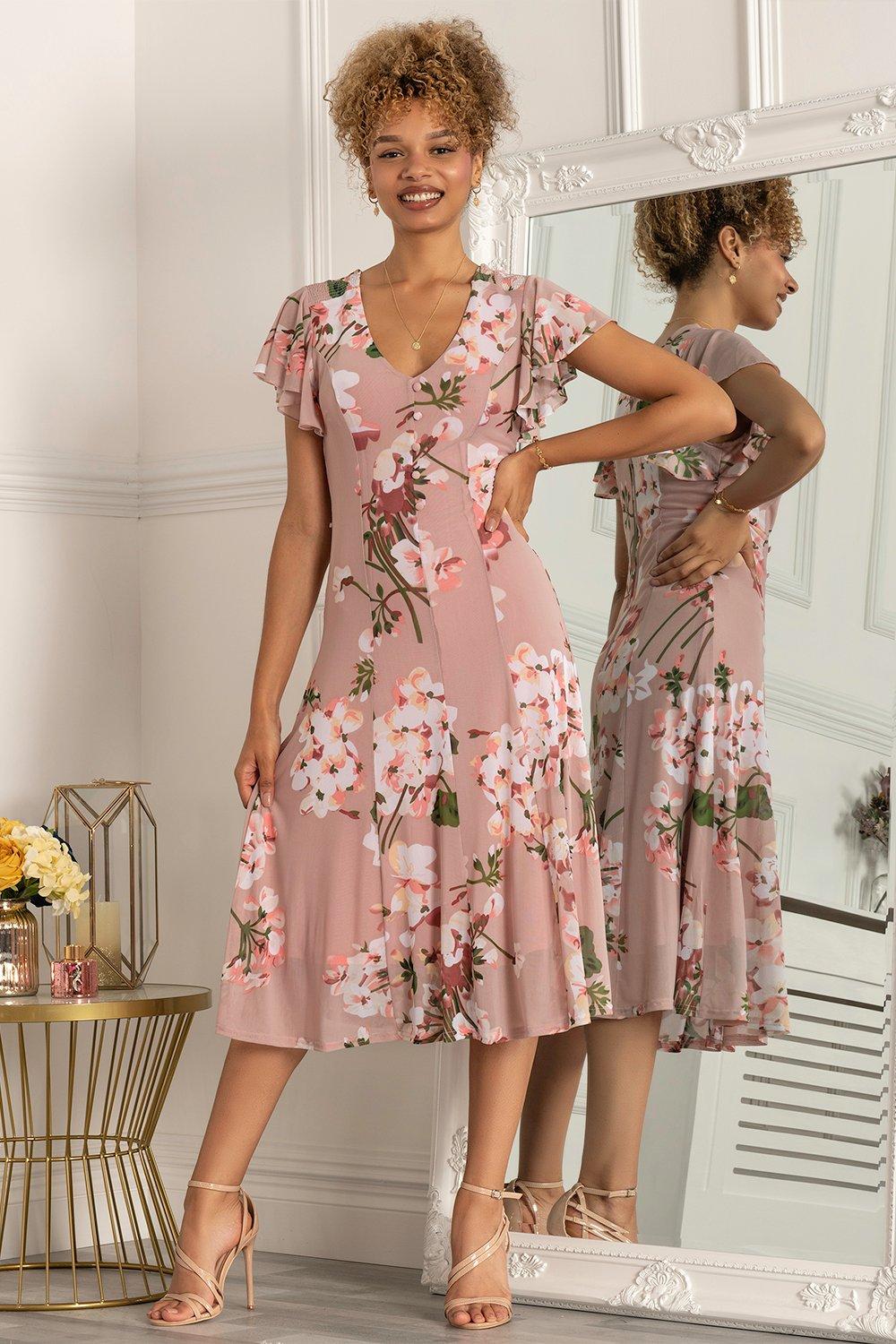 Расклешенное сетчатое платье Essie Jolie Moi, розовый тесьма декорат