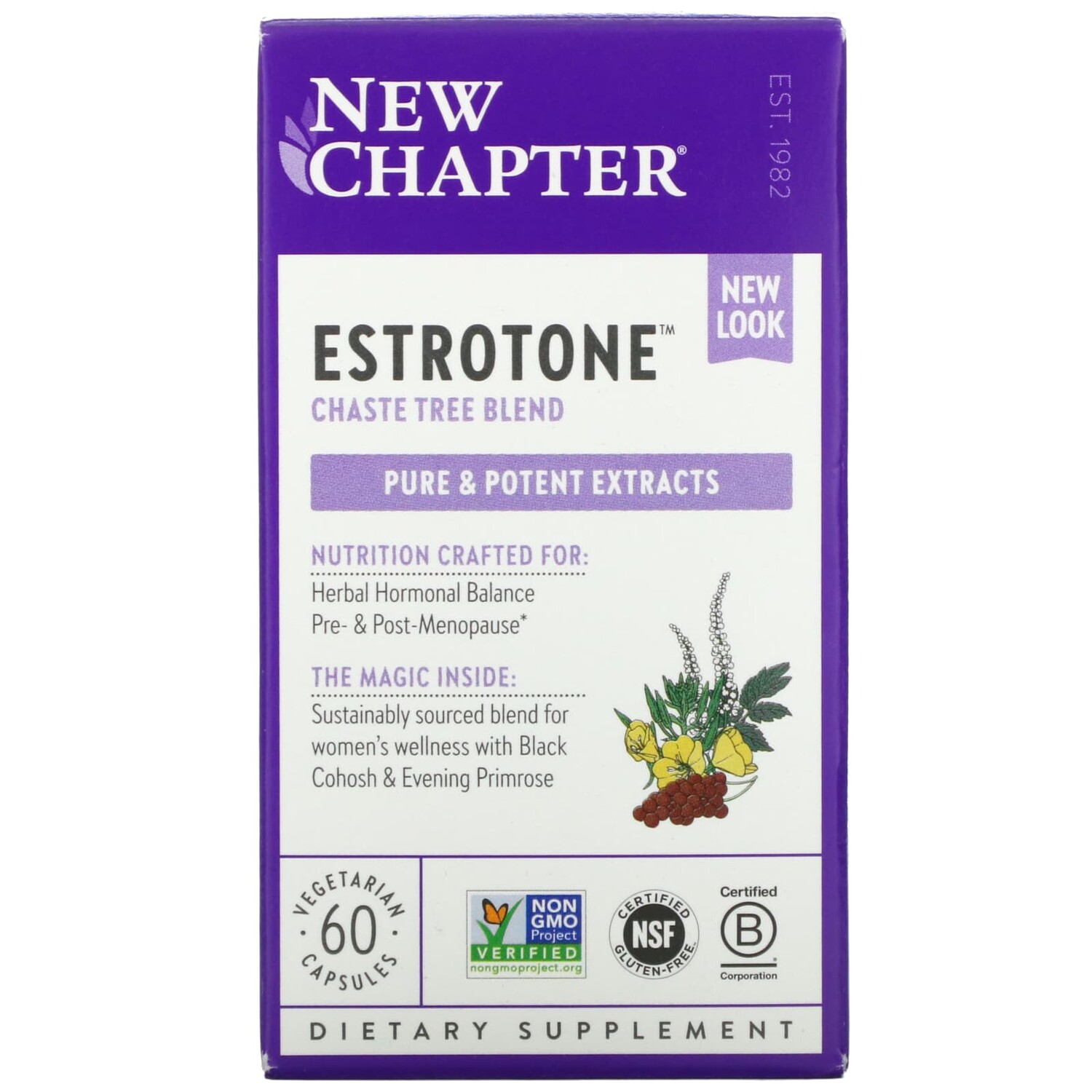 

Estrotone, 60 вегетарианских капсул, New Chapter