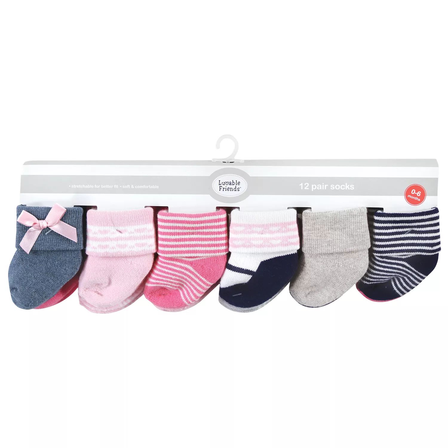 цена Махровые носки Luvable Friends для новорожденных девочек и малышей, розовые свитки Luvable Friends