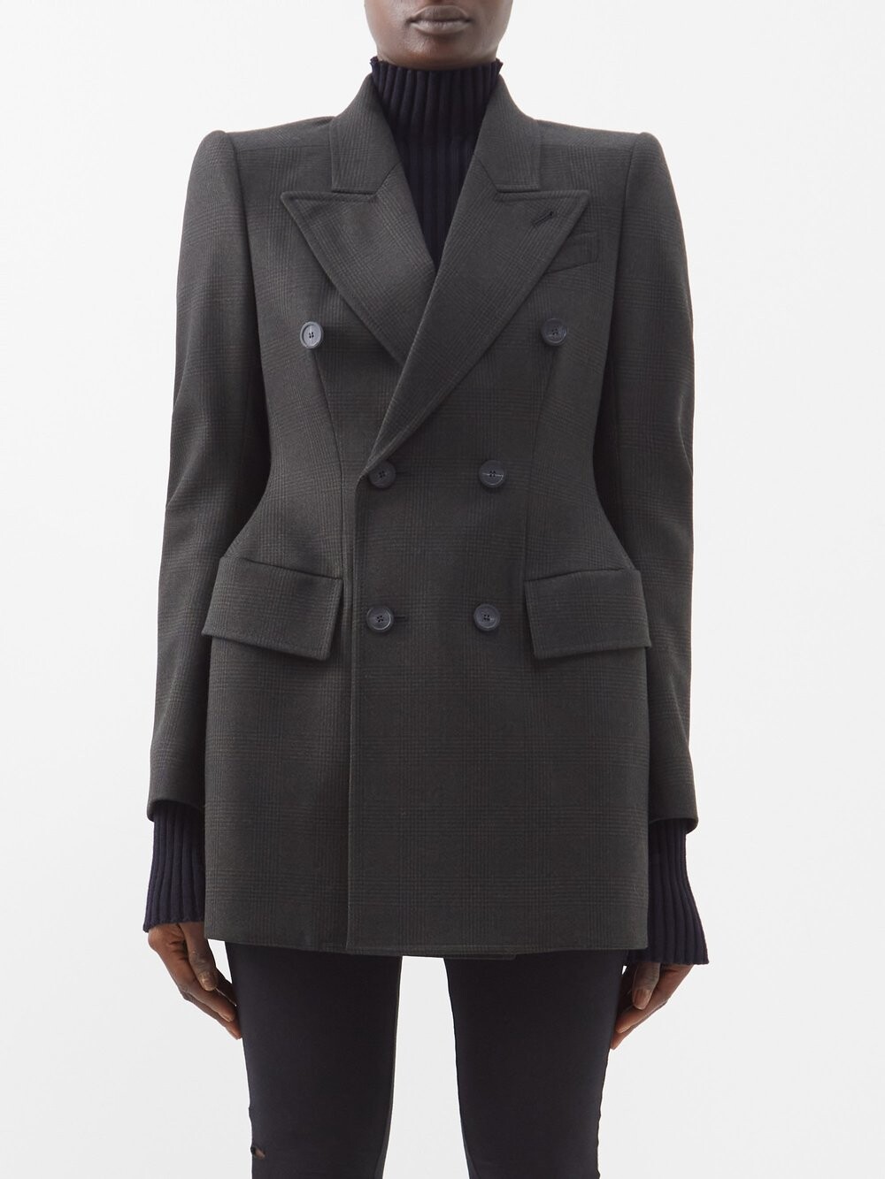 

Шерстяной блейзер в клетку hourglass prince of wales Balenciaga, зеленый