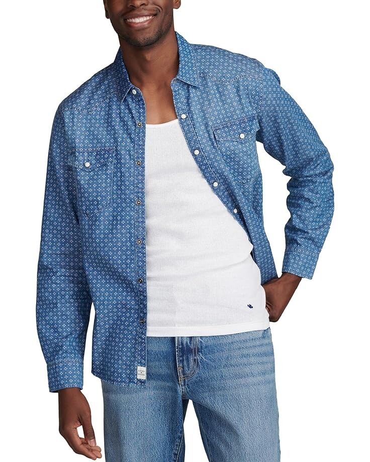 

Рубашка Lucky Brand Printed Indigo Western Long Sleeve Shirt, цвет Indigo Print