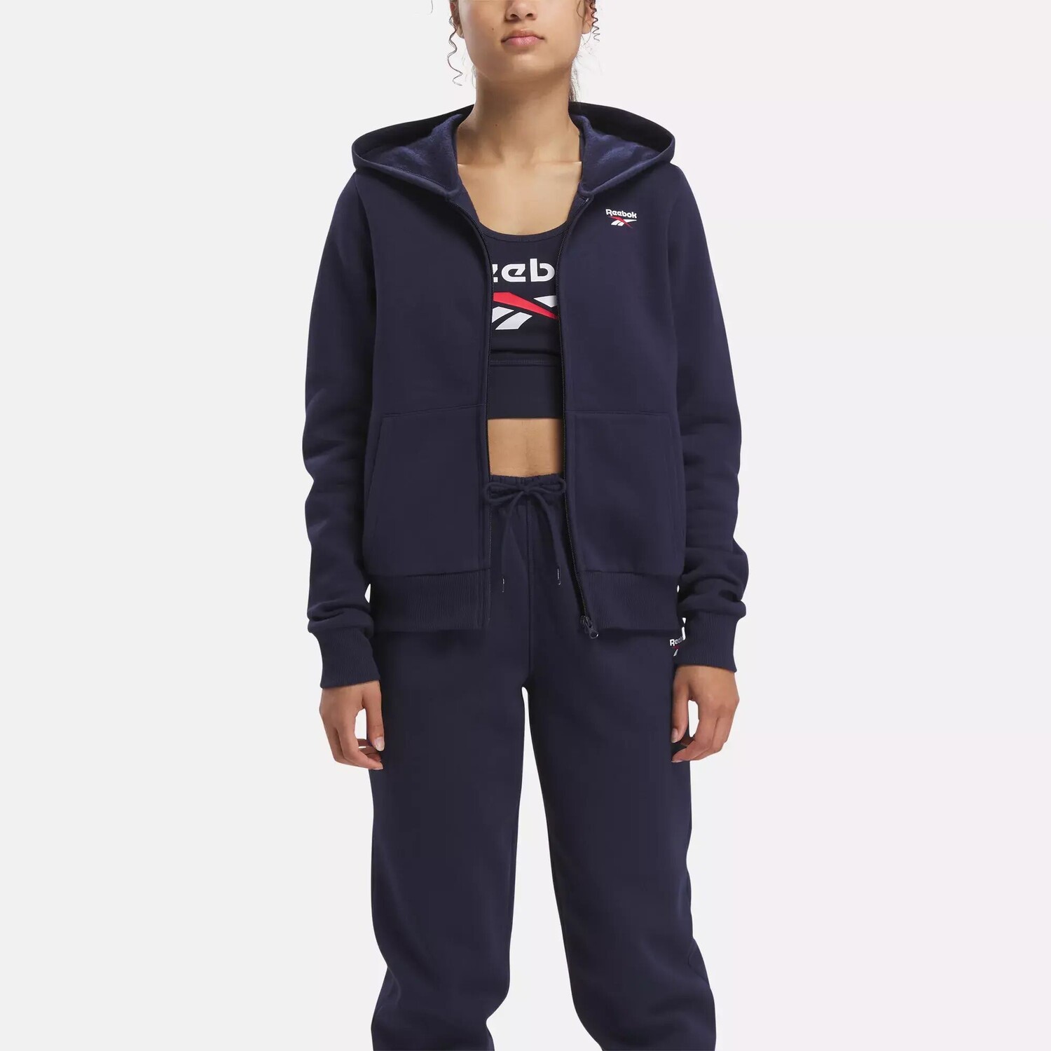 

Флисовая толстовка с молнией во всю длину Identity Small Logo Reebok, военно-морской