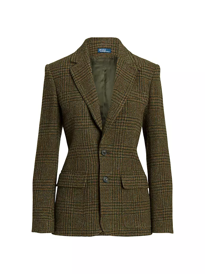 

Однобортный пиджак в клетку из шерсти и альпаки Polo Ralph Lauren, цвет loden glen plaid
