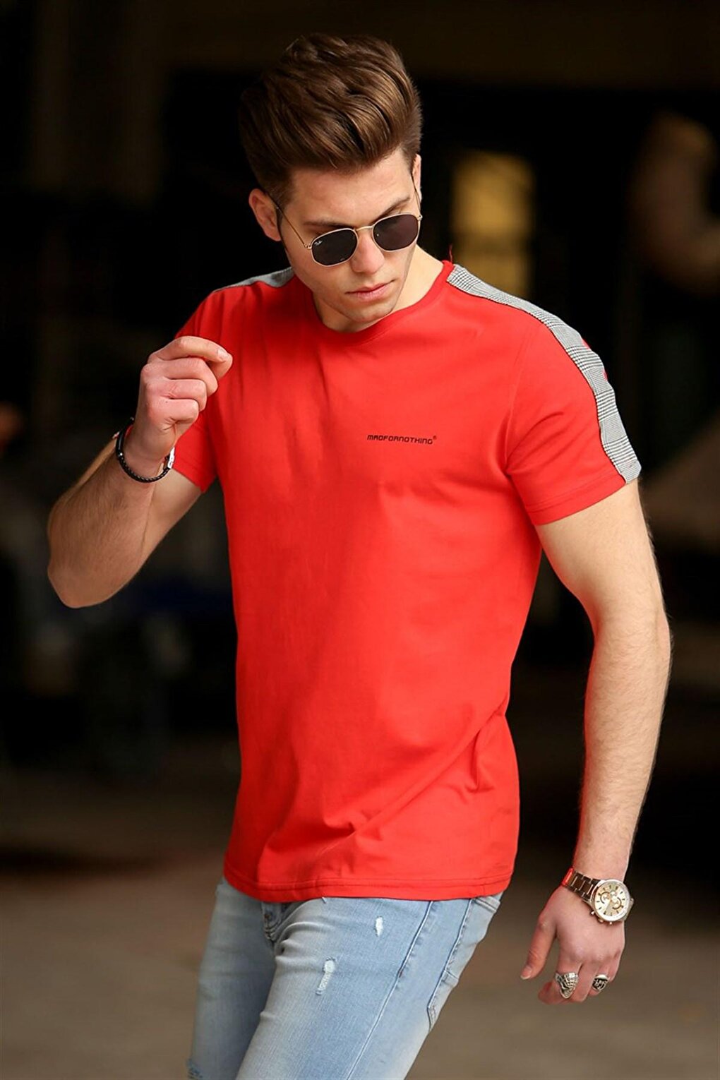 Базовая красная мужская футболка 4513 MADMEXT