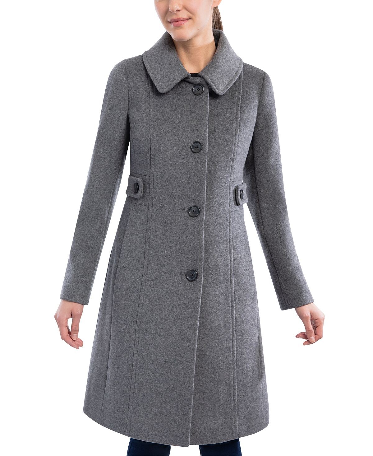 

Женское пальто с клубным воротником Anne Klein, серый