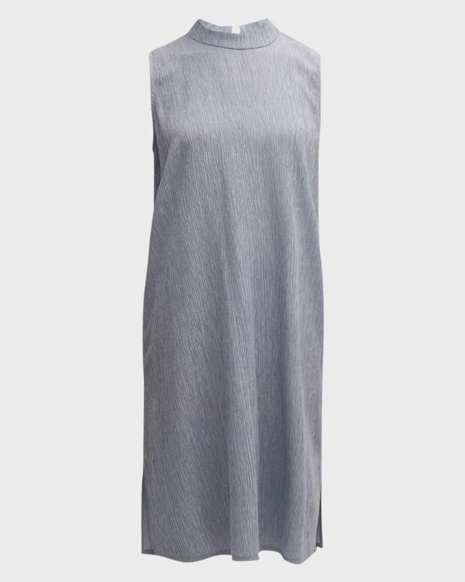 

Платье миди без рукавов с мятым вырезом и воротником-стойкой Eileen Fisher