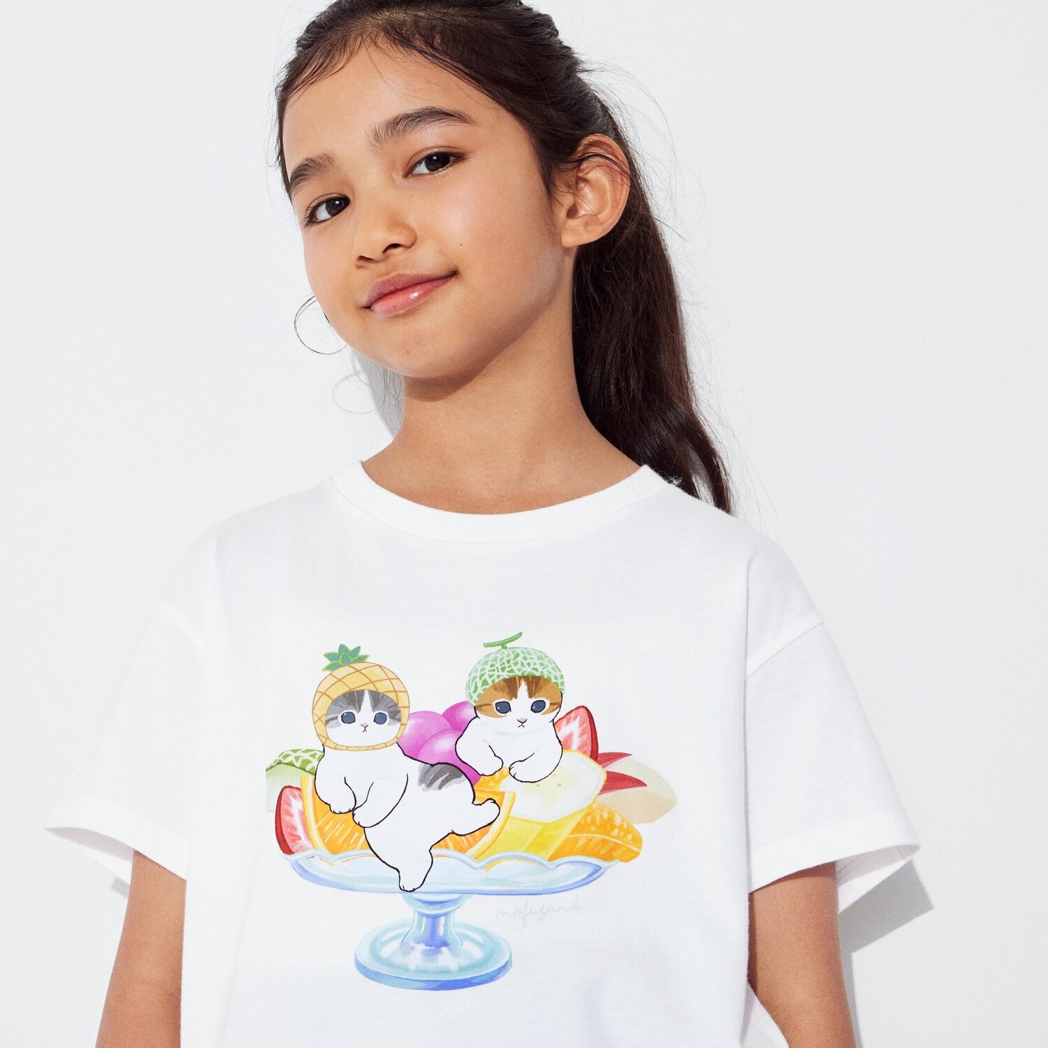 Футболка UNIQLO Girls Mofusand Fruit Paradise Ut, белый