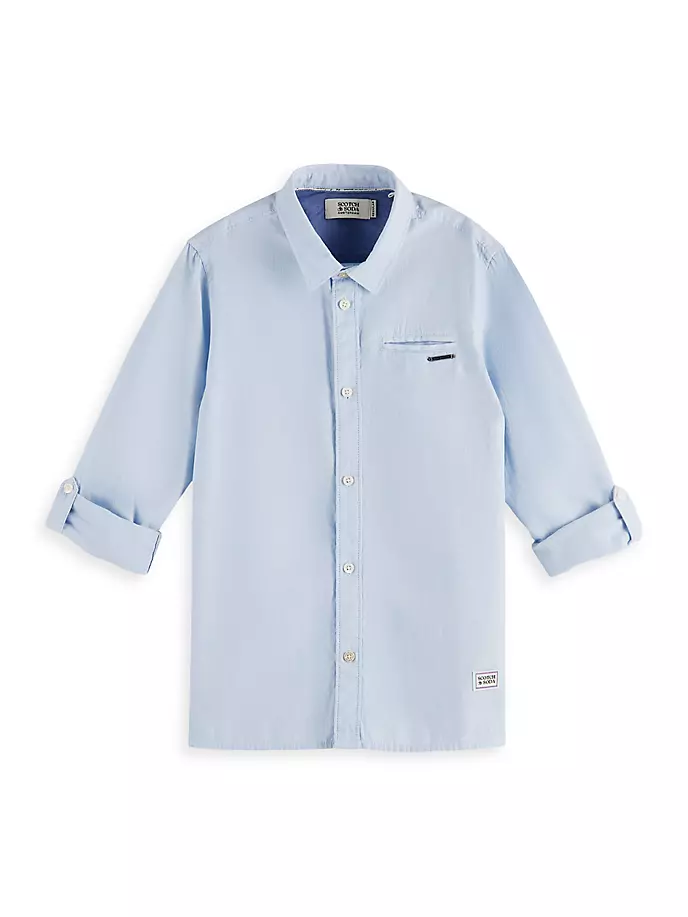 

Рубашка из шамбре на пуговицах для маленьких мальчиков и мальчиков Scotch & Soda, цвет blue trip
