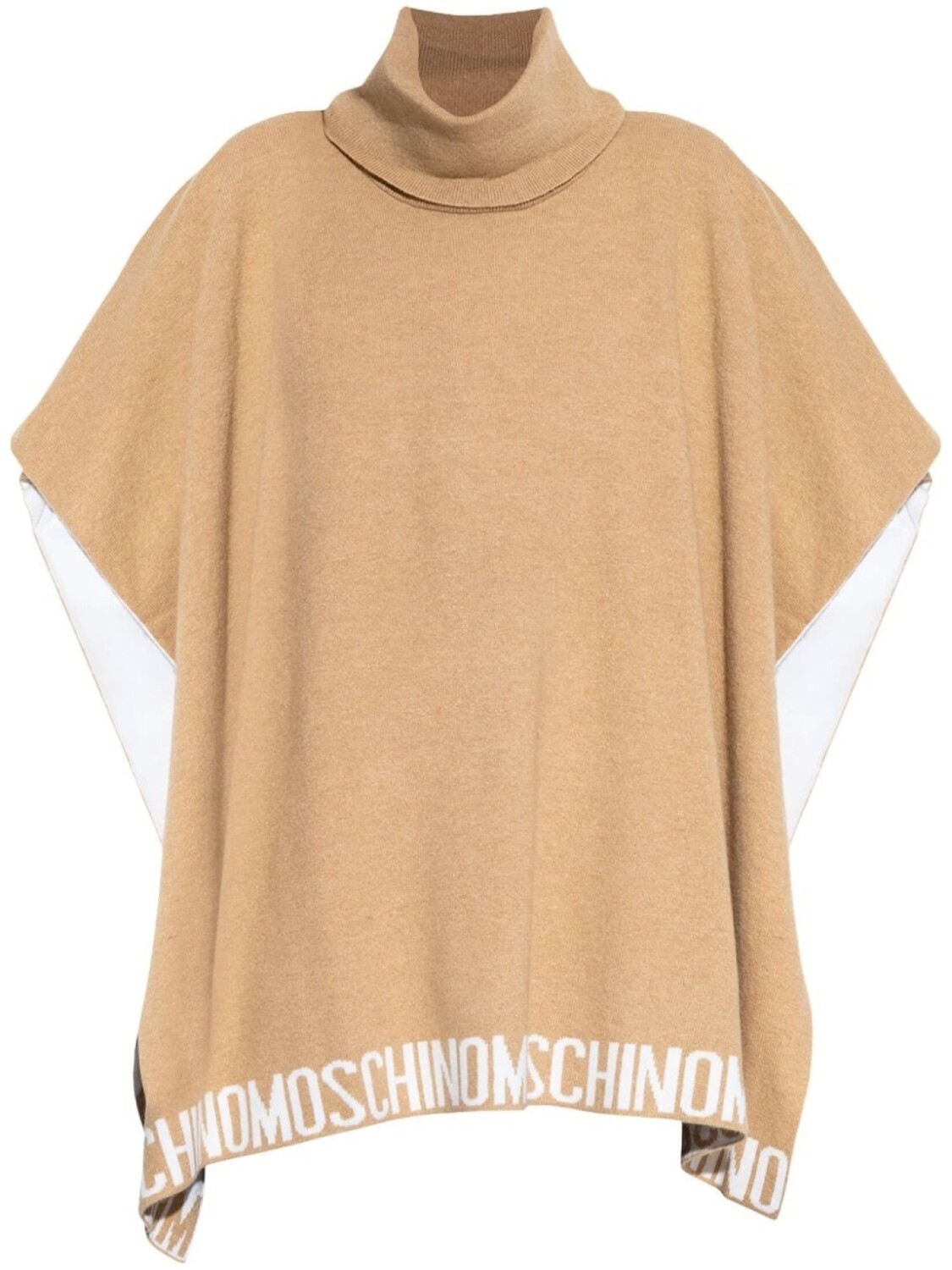 

Moschino пончо с логотипом в технике интарсия, нейтральный цвет