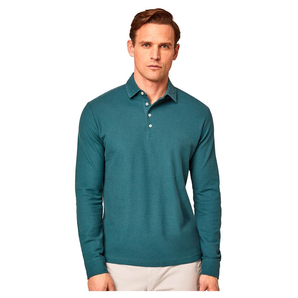 

Поло с длинным рукавом Hackett Garment Texture Pique, синий