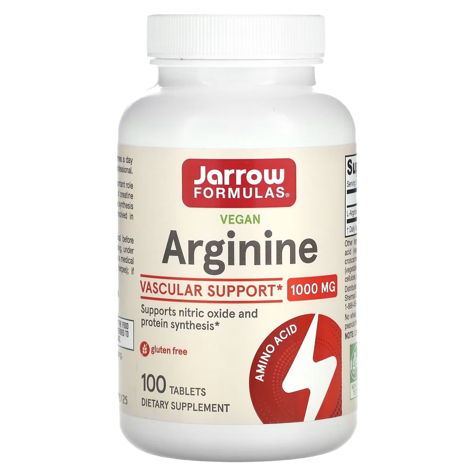 Веганский аргинин Jarrow Formulas 1000 мг, 100 таблеток jarrow formulas arginine citrulline sustain аргинин и цитруллин 120 таблеток