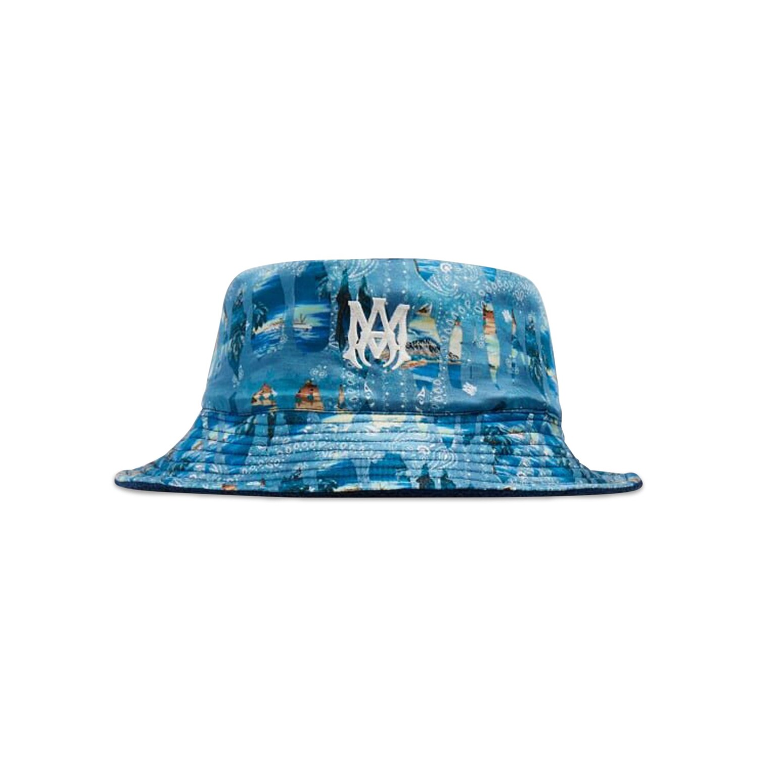 

Двусторонняя шелковая панама Amiri Bandana Aloha, темно-бирюзовая