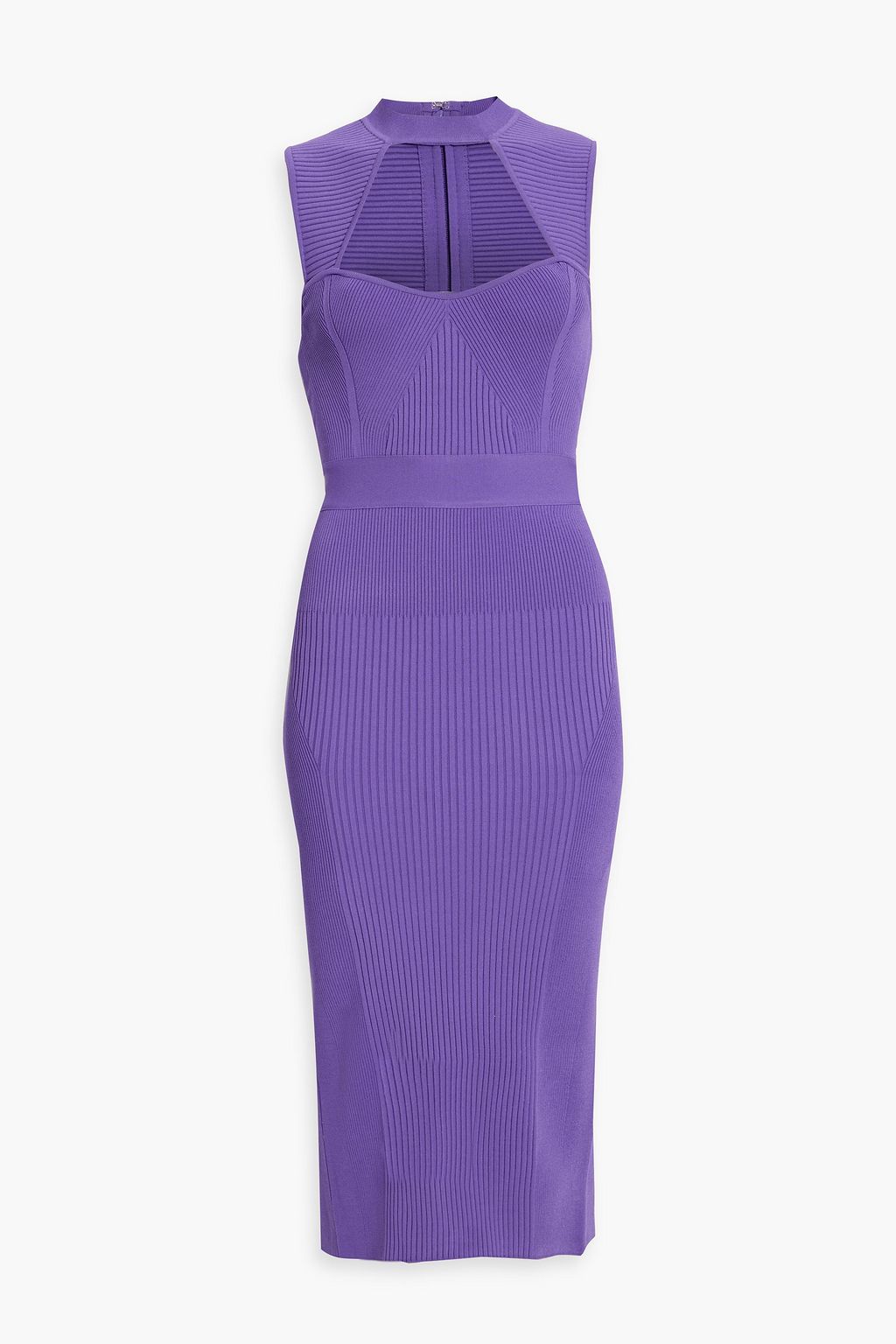 Платье миди в рубчик с вырезами HERVÉ LÉGER, фиолетовый