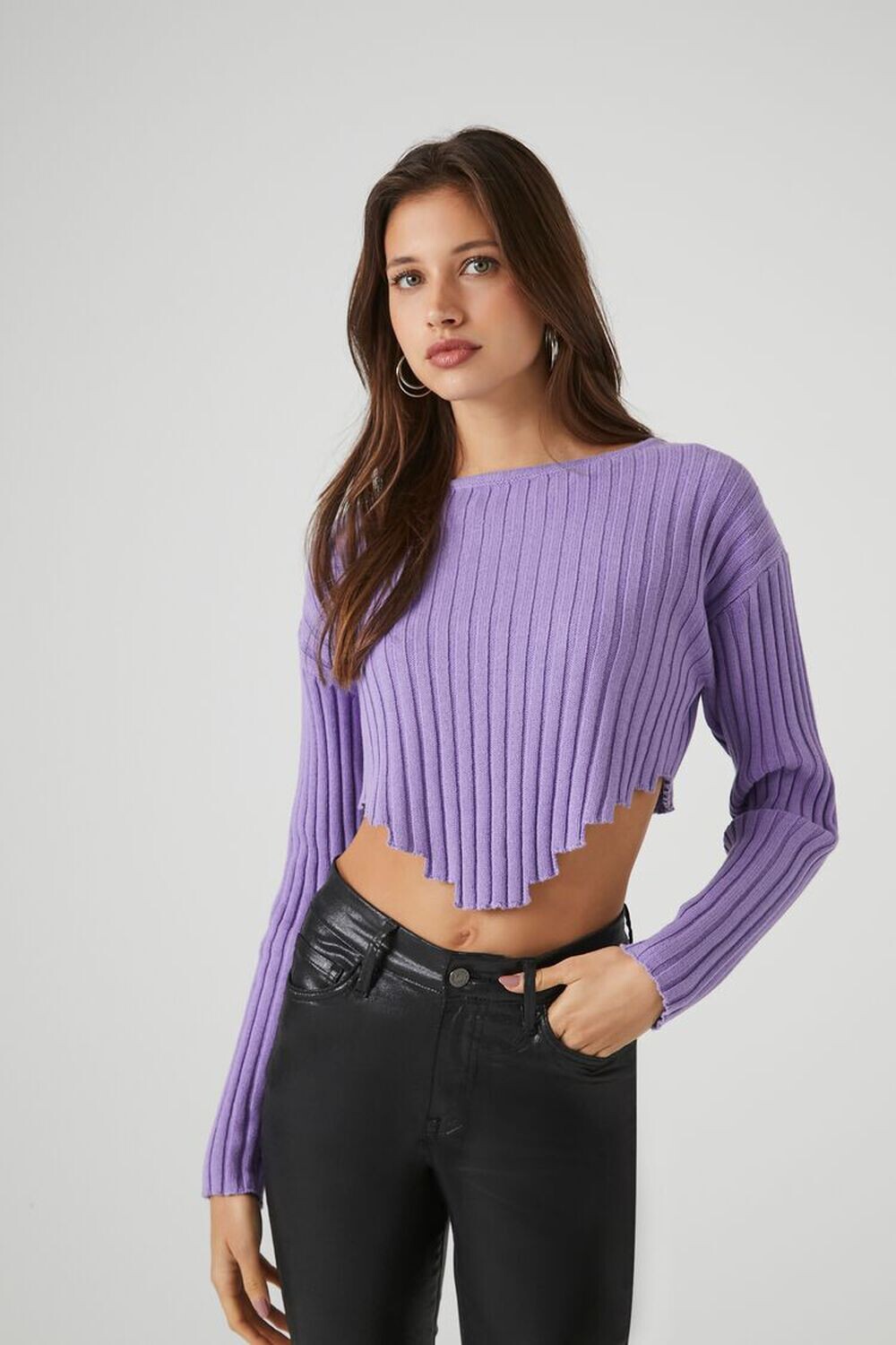 

Укороченный свитер в рубчик Sharkbite Forever 21, виноградный