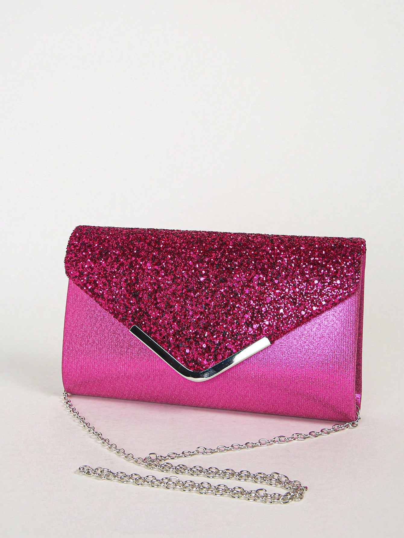 Женская вечерняя сумка-конверт, ярко-розовый