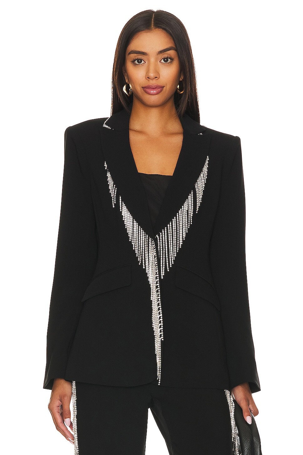

Блейзер Cinq a Sept Rhinestone Fringe Embellished Cheyenne, черный