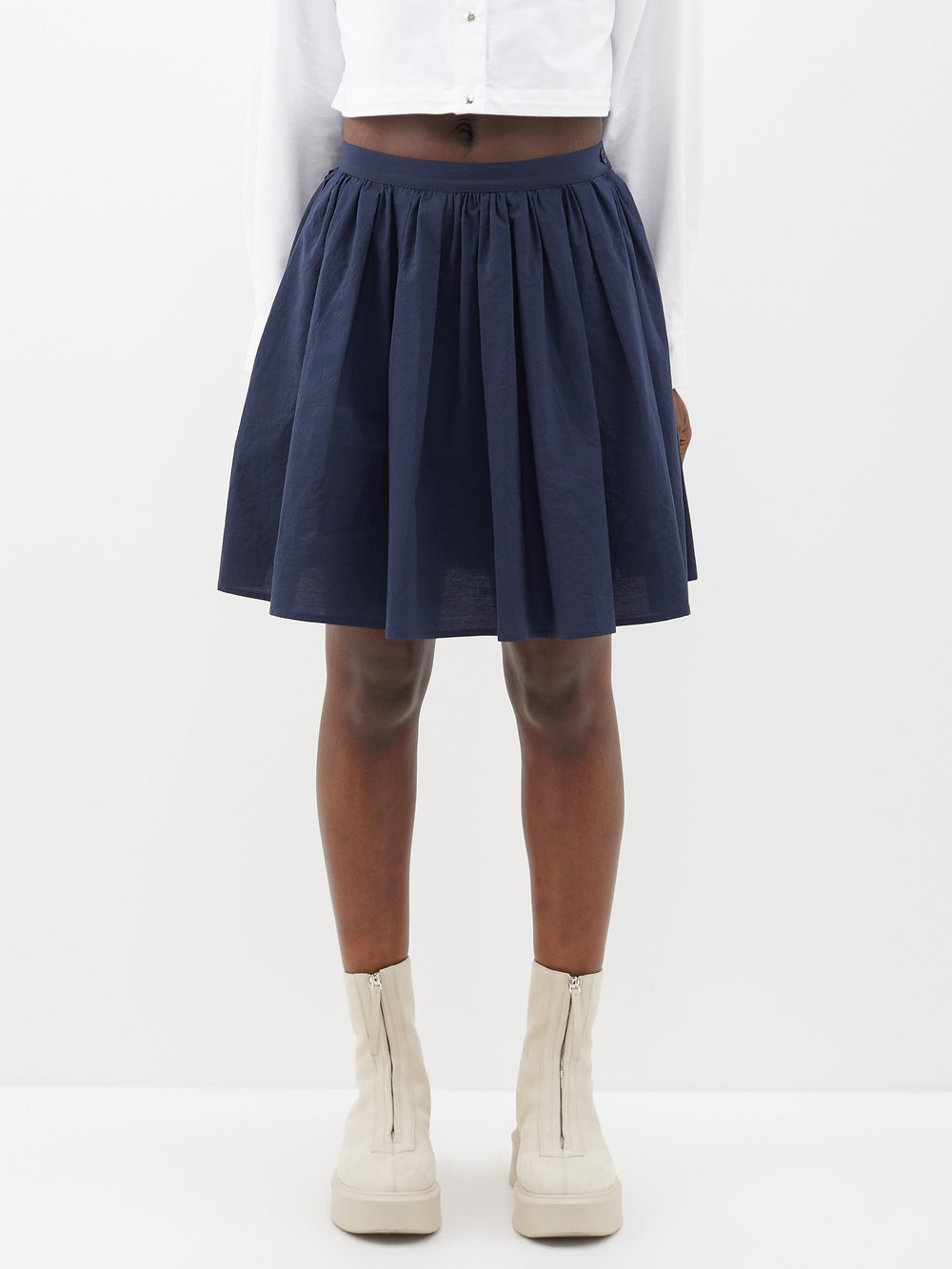 Мини-юбка со складками из хлопка Moncler, синий
