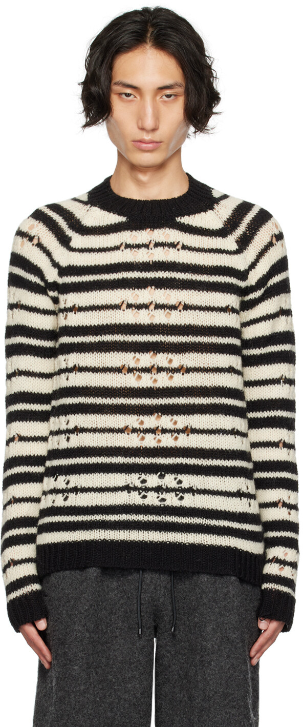 

Черно-белый полосатый свитер Dries Van Noten, Черный