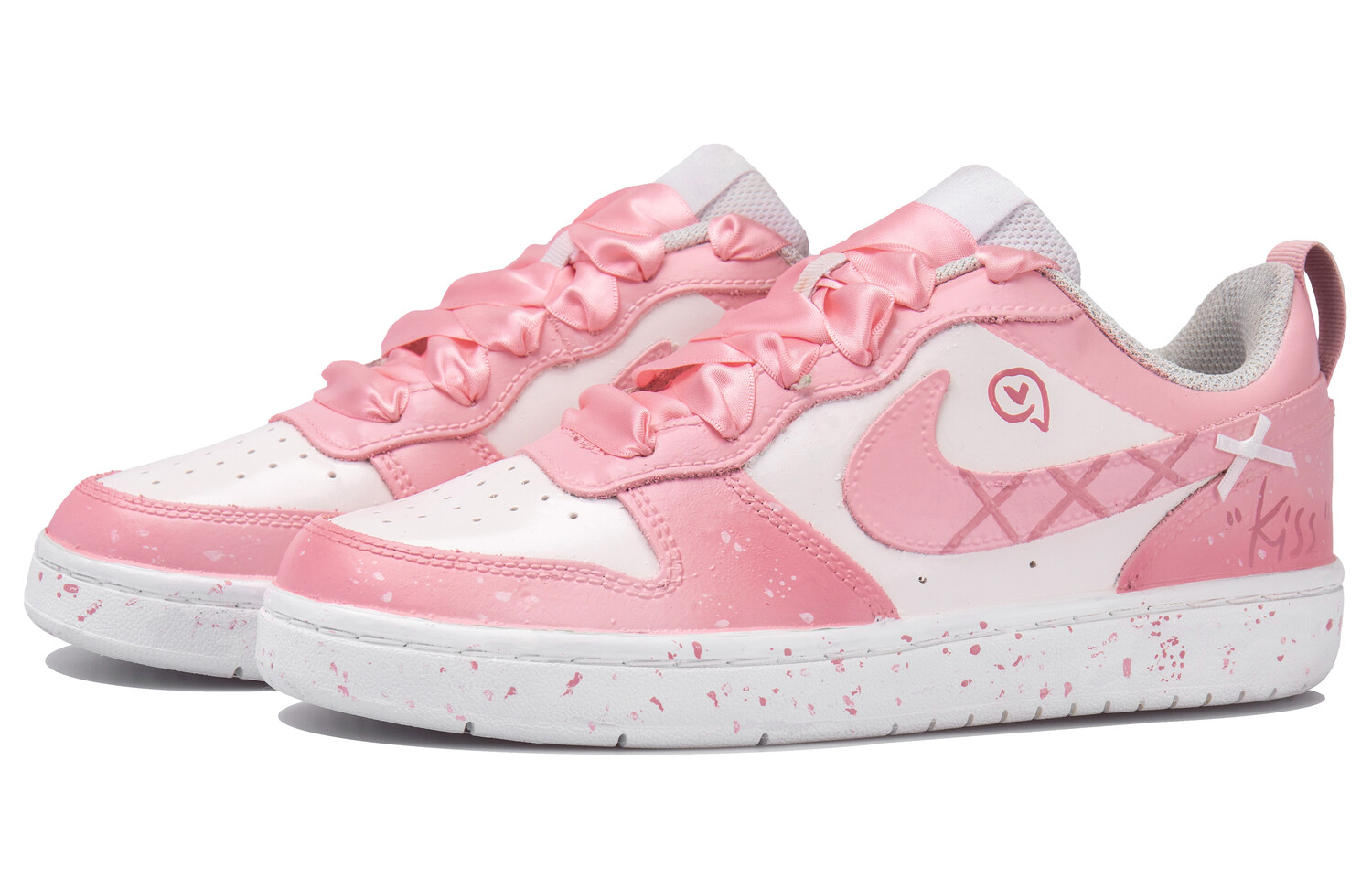 

Кроссовки Nike Court Borough Skateboard Shoes Women's Low-Top Pink/White, розовый