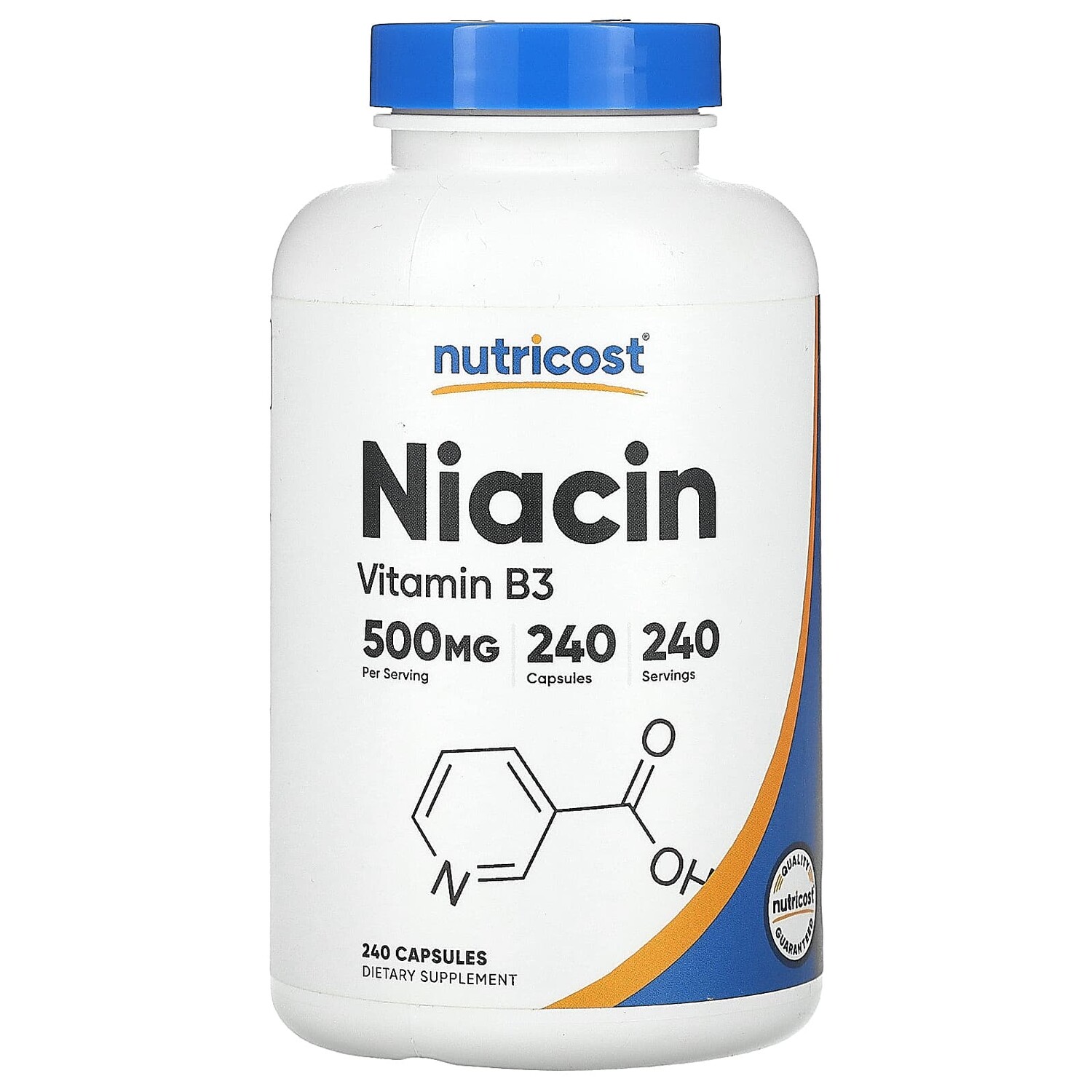 

Ниацин, 500 мг, 240 капсул, Nutricost