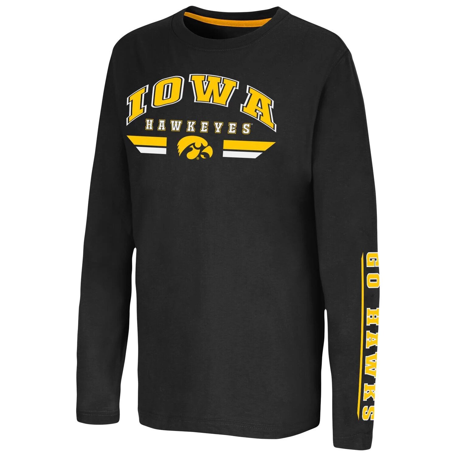 

Молодежная футболка Colosseum Black Iowa Hawkeyes Tornado Reef 2-Hit с длинными рукавами Colosseum