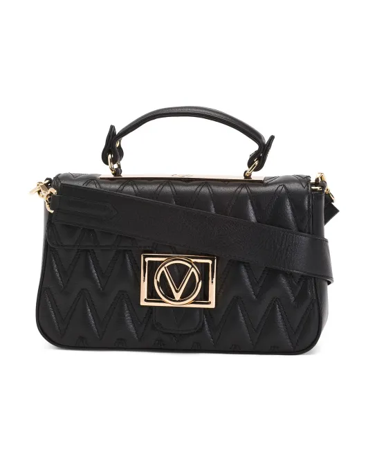 

Кожаное плечо через плечо Florence с пластиной D, сделано в Италии Valentino By Mario Valentino, черный