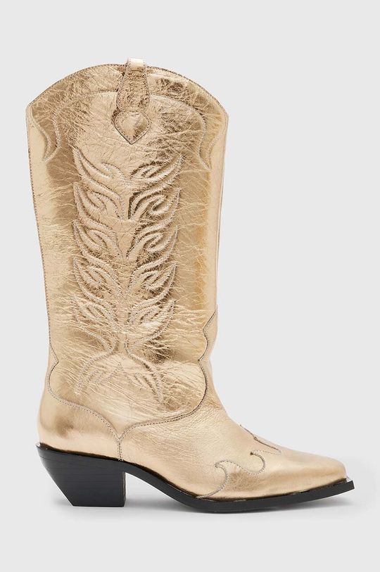 Кожаные ковбойские сапоги Dolly Boot AllSaints, золотой