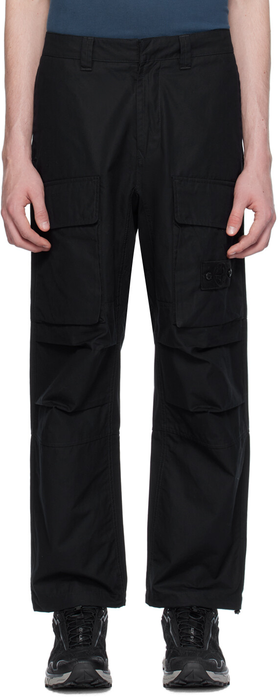 

Черные брюки-карго с нашивками Stone Island, цвет Black
