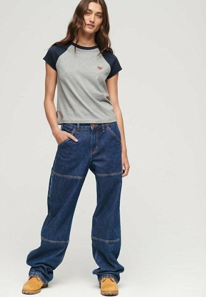 

Футболка с принтом ESSENTIAL LOGO RAGLAN Superdry, цвет grey marl preppy navy