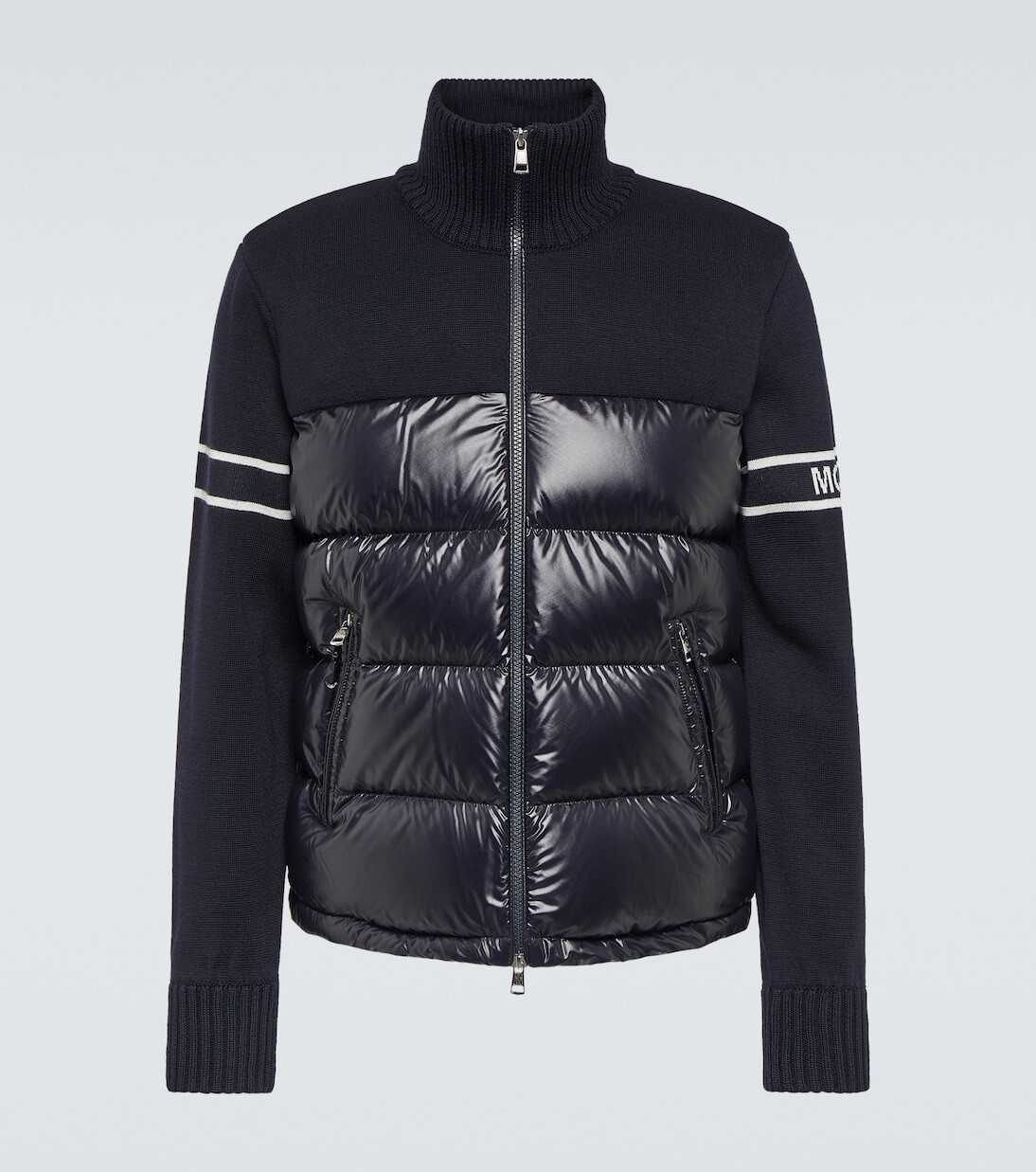 

Куртка из смесовой шерсти с пуховыми вставками Moncler, синий