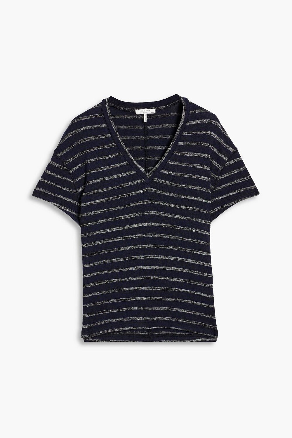 

Полосатая футболка эластичной вязки RAG & BONE, нави, Черный