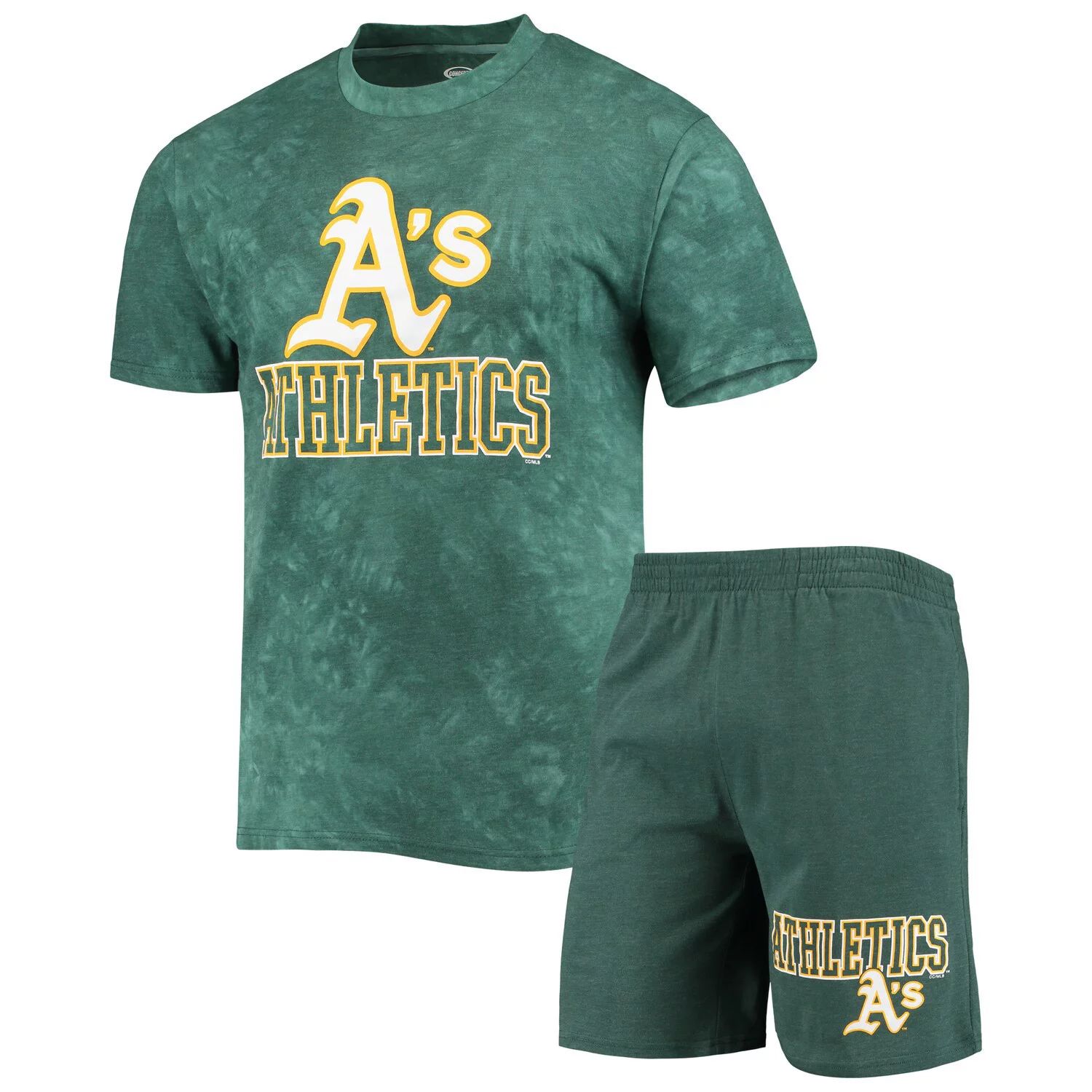 Мужской комплект для сна с зеленой футболкой и шортами Billboard Concepts Sport Oakland Athletics
