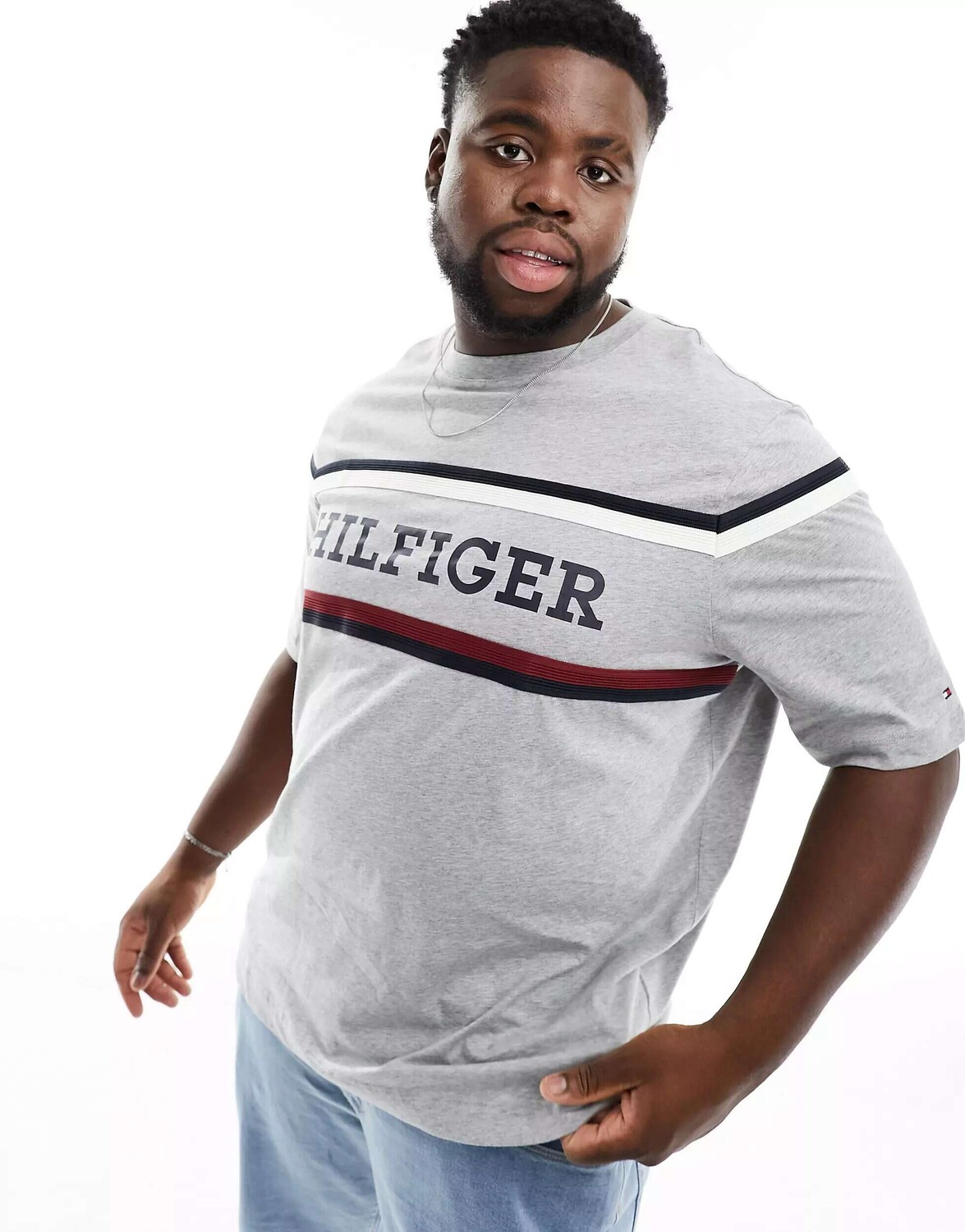 

Серая футболка в монотипную полоску Tommy Hilfiger Big & Tall, Серый