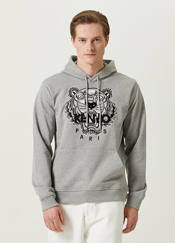 

Светло-серый свитшот с капюшоном tiger Kenzo