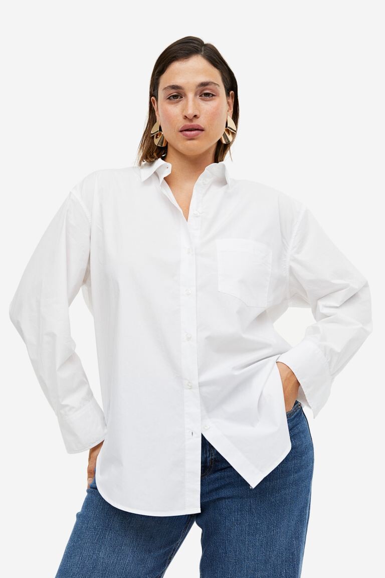 

Рубашка из поплина оверсайз H&M