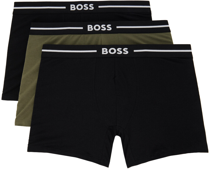 

Комплект из трех трусов цвета хаки и черных боксеров BOSS