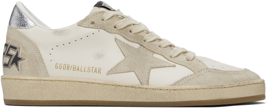 

Бело-бежевые кроссовки Ball Star Golden Goose, Бежевый, Бело-бежевые кроссовки Ball Star Golden Goose