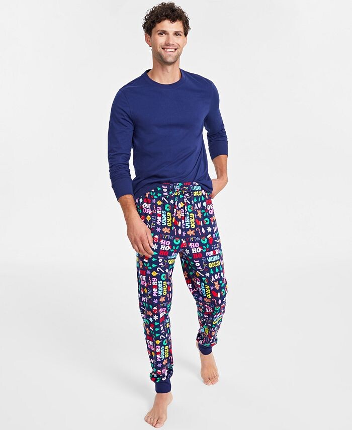 

Подходящий мужской праздничный пижамный комплект Family Pajamas, синий