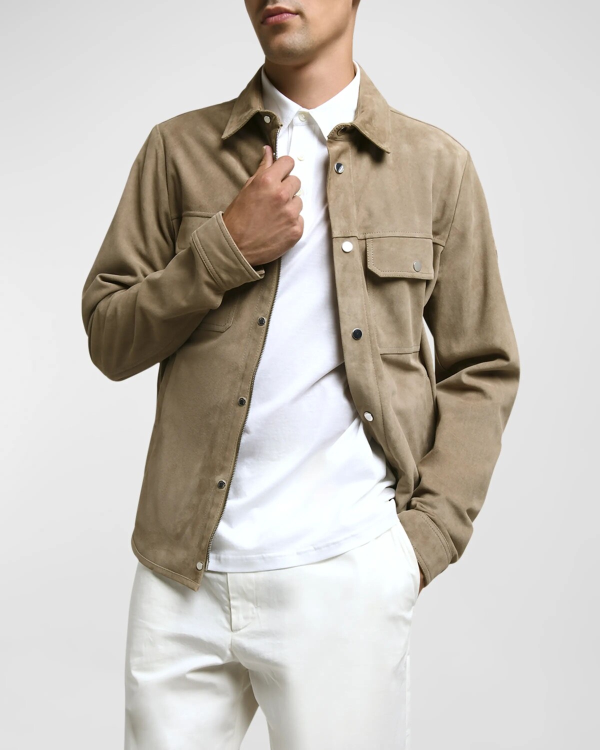 

Мужская замшевая рубашка с застежкой спереди Moncler, цвет Beige