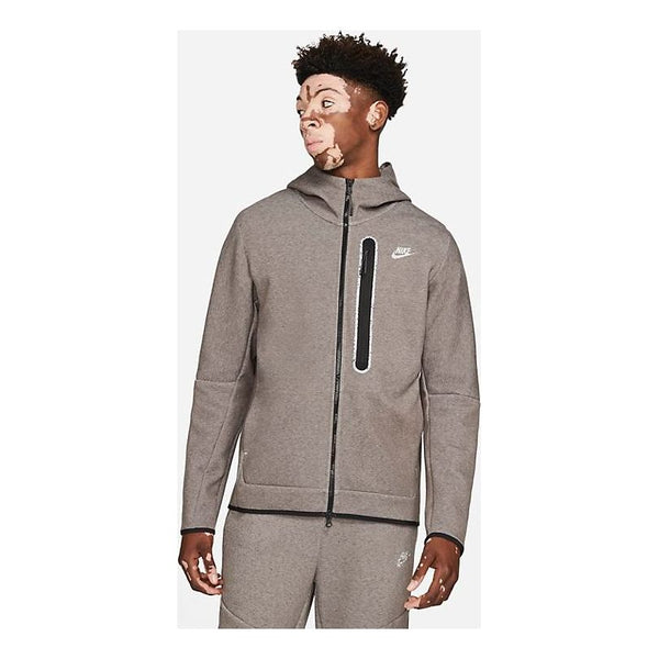 Толстовка Nike Sportswear Tech Fleece Full Zip Hoodie 'Ironstone Heather', цвет ironstone heather/black
