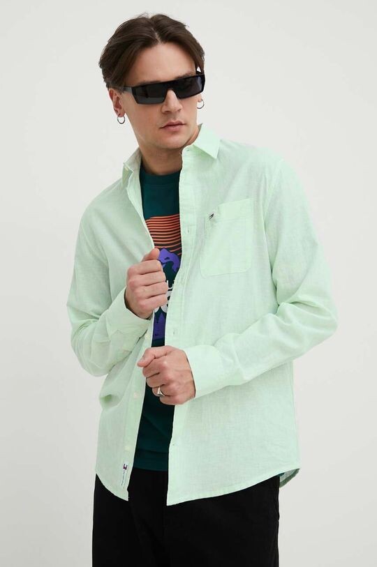 

Рубашка из смесового льна Tommy Jeans, зеленый