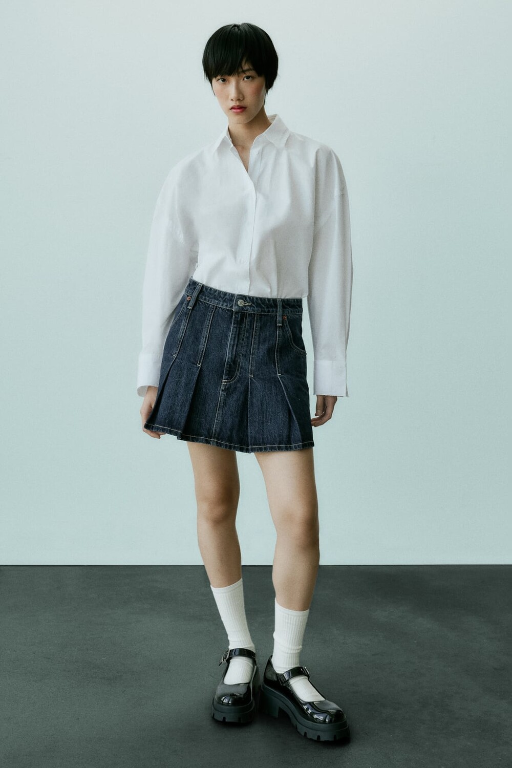 

Рубашка из поплина оверсайз ZARA, белый