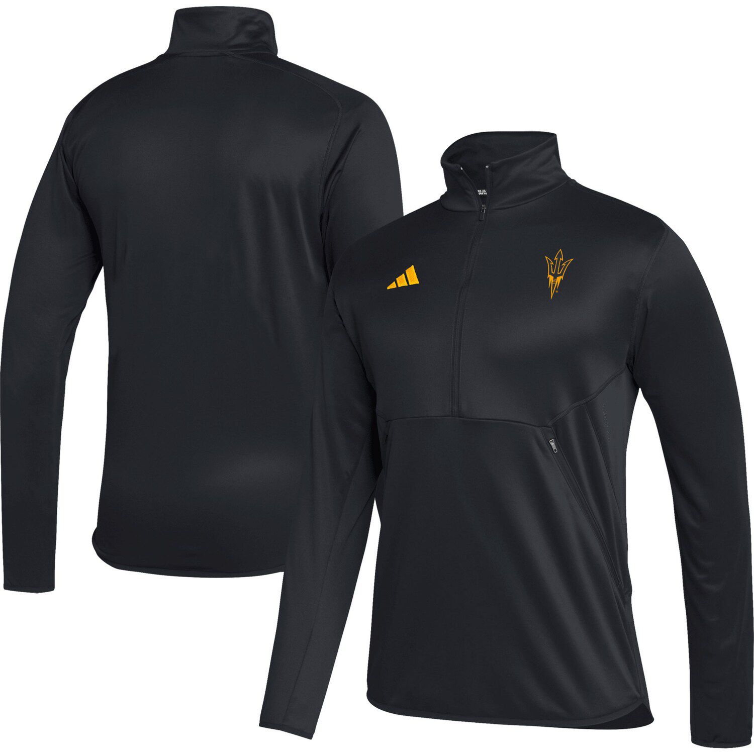 

Мужская черная футболка Arizona State Sun Devils 2023 с полумолнией сбоку AEROREADY adidas, Черный