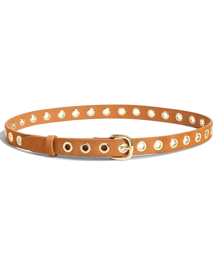 

Ремень Madewell Grommet-Embellished Suede Belt, цвет Dark Caramel