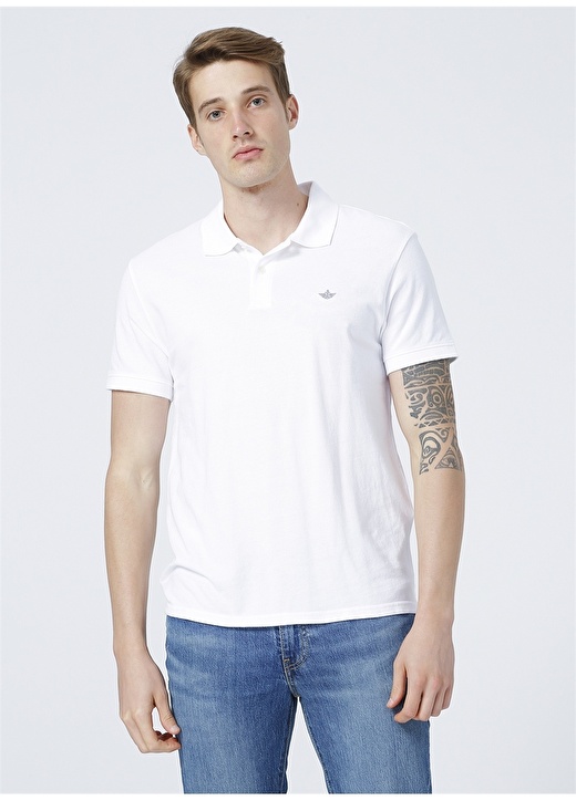 цена Узкая бежевая мужская футболка-поло с воротником в рубчик Dockers